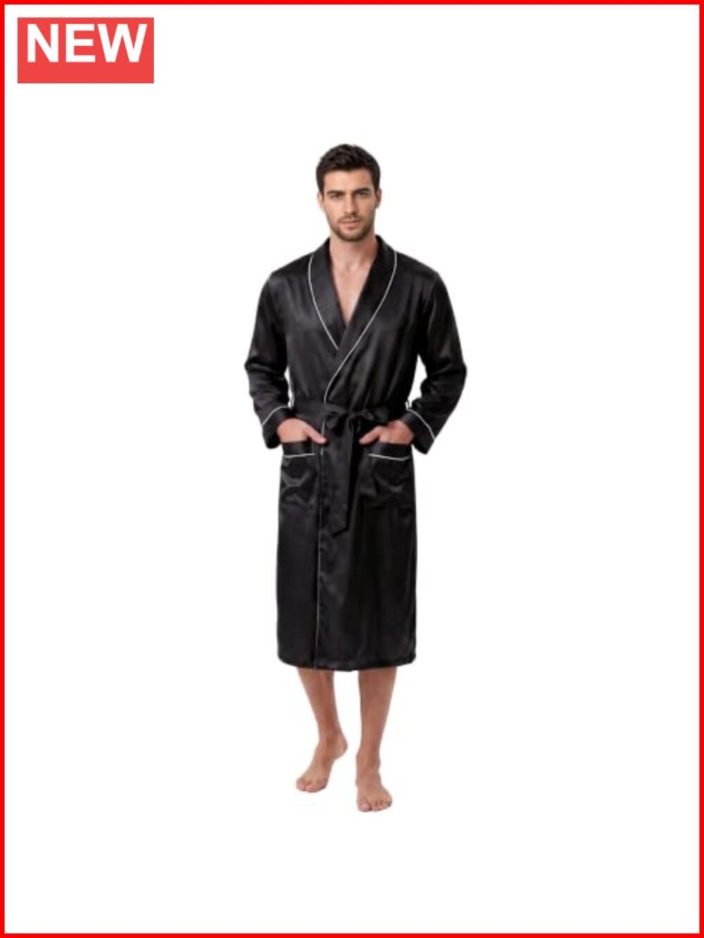 Men's Satin Robe Kimono Bathrobe Luxurious Lightweight Sleepwear